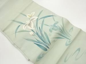 作家物　 紗 菖蒲模様刺繍名古屋帯